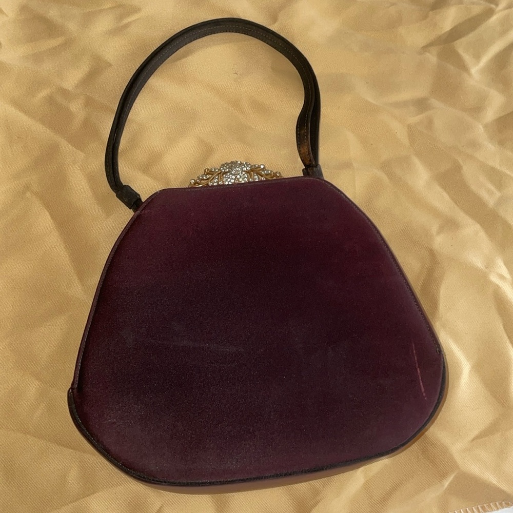 Lewis vintage burgundy diamond bag 1930’s-1940’s floral diamond closure
